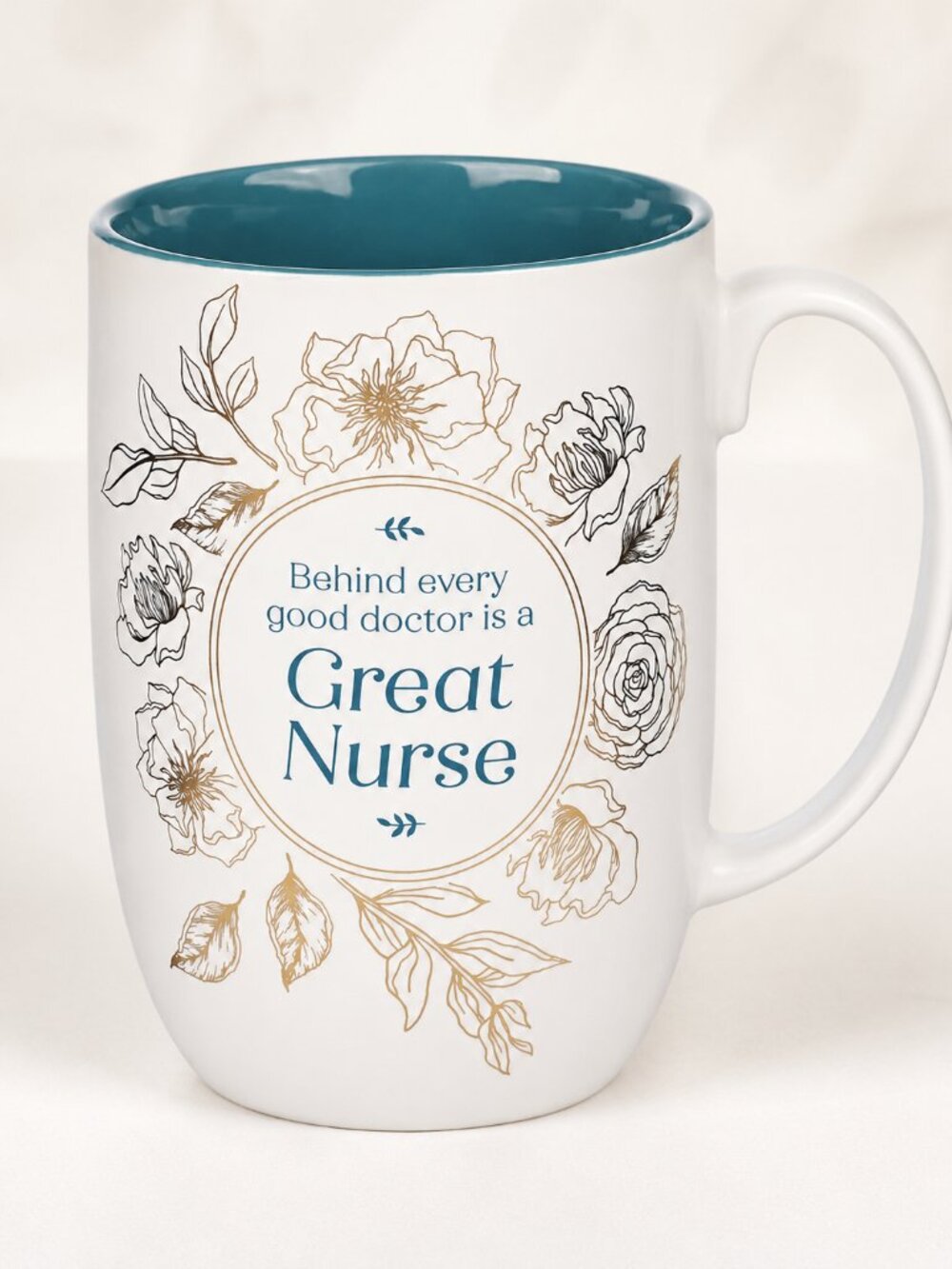 Great Nurse Teal Floral Mug